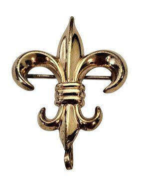 Carl Art Fleur De Lis Brooch Fob, Gold Plated Signed, 607
